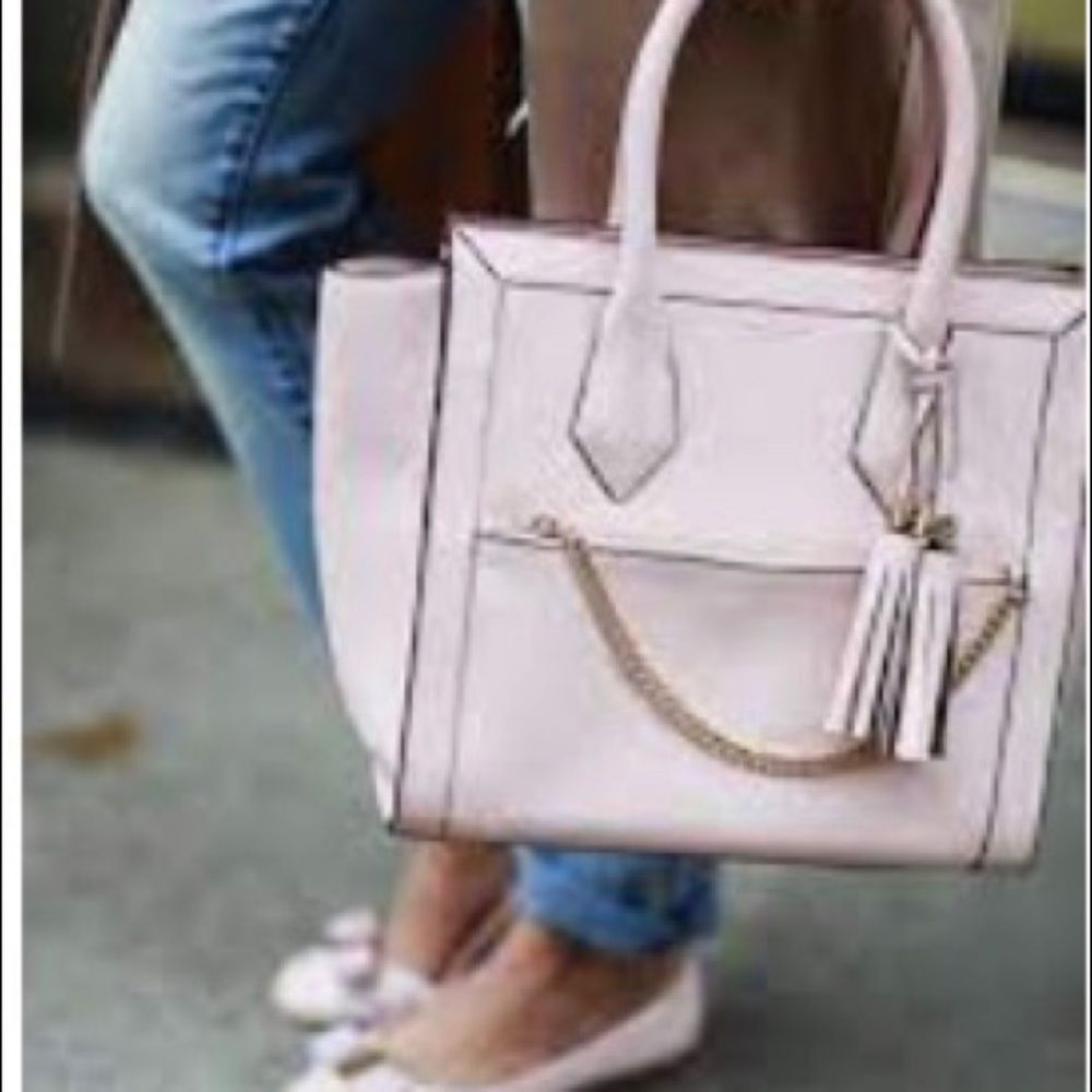 Henri Bendel Blush Pink Tassel Top Handles Tote